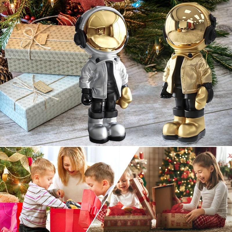 Dosker Astronaut Statues Spaceman Sculpture Polyresin Arts Gifts Silver Figurine Ornament Room Decor for Men Home and Crafts Desktop Accessories Tabletop Decoration  Living Room  Office  Bookshelf - Image 5