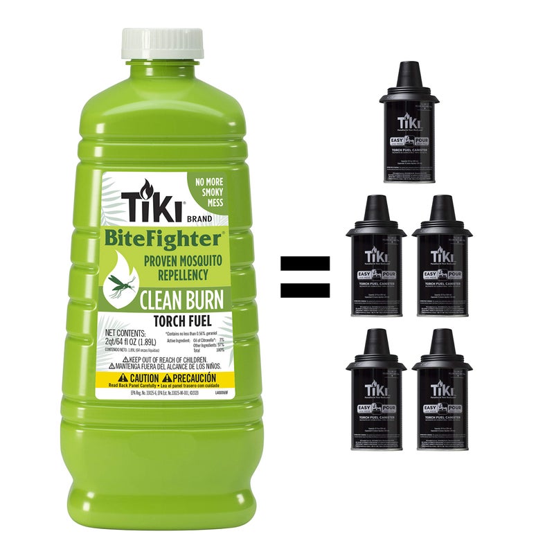 TiKi وقود مصباح طارد البعوض TIKI Clean Burn – 1/2 جالون (64 أونصة)، خالي من الدخان وقليل السخام، طارد للبعوض، تركيبة نباتية للاستخدام الخارجي، في الفناء، الحديقة، ومصابيح الفناء الخلفي - Image 3