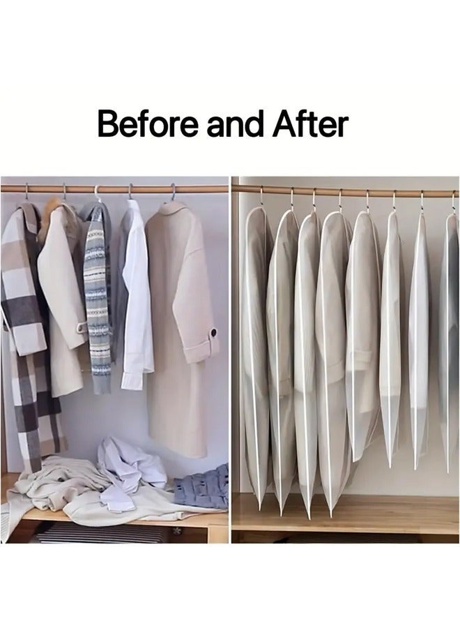 كيلا أكياس تخزين ملابس شفافة، أغطية ملابس مقاومة للغبار والماء، أكياس تعليق الملابس، تُستخدم لتخزين البدلات والمعاطف والفساتين والفراء والقمصان والعبايات، طويلة بسحاب للخزانة - 24 بوصة × 55 بوصة / عبوة من 10 أكياس - Image 2