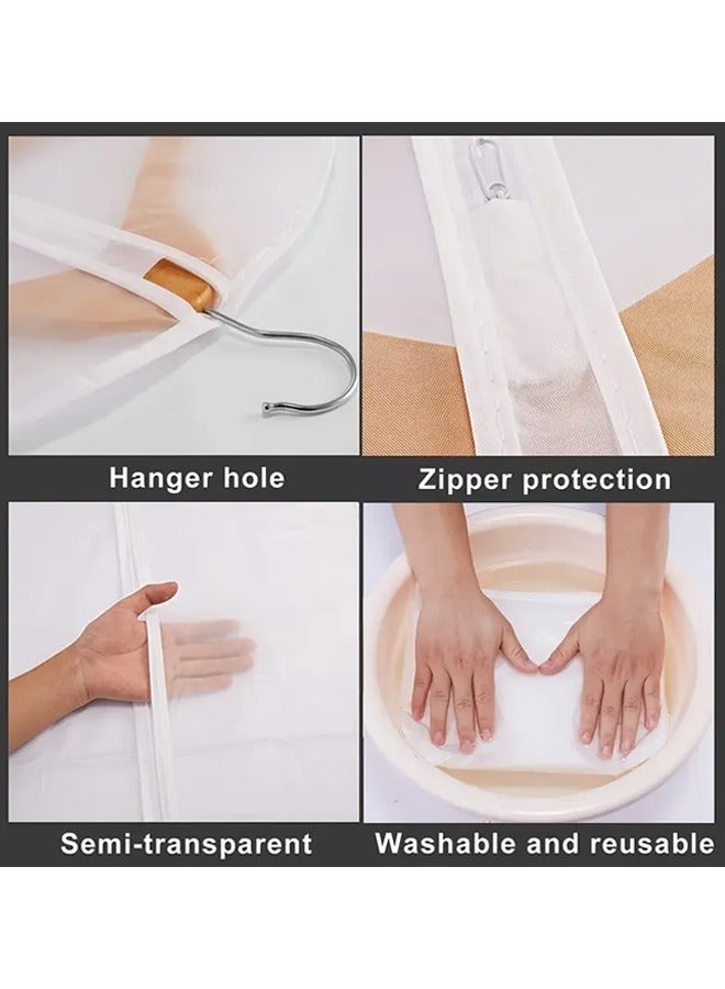 كيلا أكياس تخزين ملابس شفافة، أغطية ملابس مقاومة للغبار والماء، أكياس تعليق الملابس، تُستخدم لتخزين البدلات والمعاطف والفساتين والفراء والقمصان والعبايات، طويلة بسحاب للخزانة - 24 بوصة × 55 بوصة / عبوة من 10 أكياس - Image 3