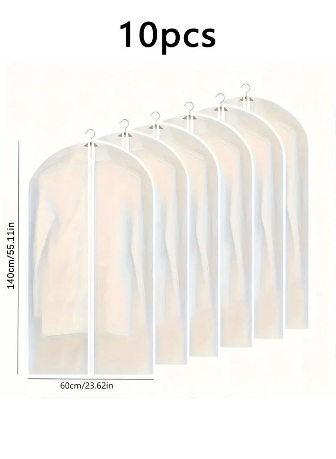 كيلا أكياس تخزين ملابس شفافة، أغطية ملابس مقاومة للغبار والماء، أكياس تعليق الملابس، تُستخدم لتخزين البدلات والمعاطف والفساتين والفراء والقمصان والعبايات، طويلة بسحاب للخزانة - 24 بوصة × 55 بوصة / عبوة من 10 أكياس - Image 1