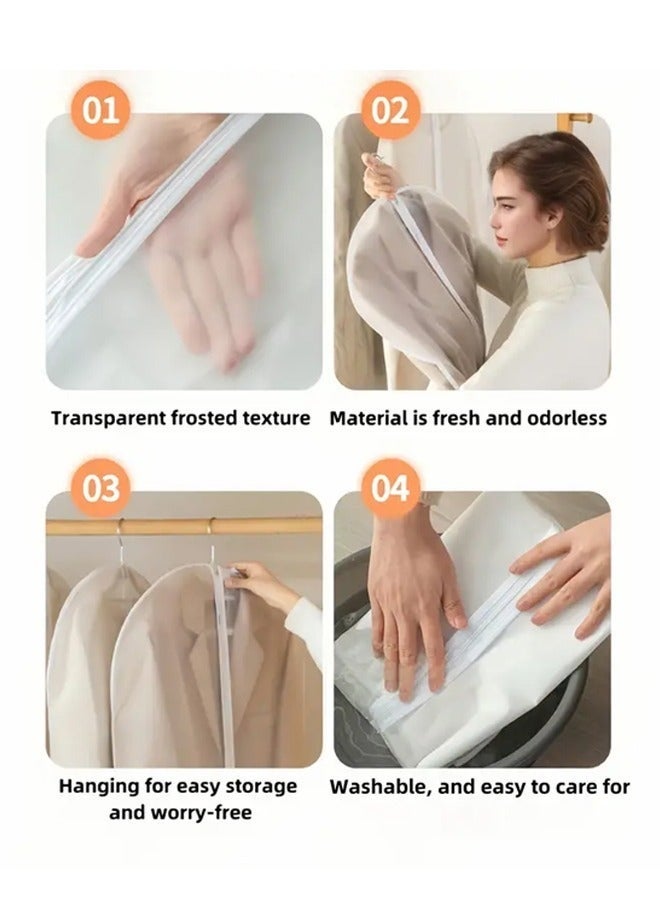 كيلا أكياس تخزين ملابس شفافة، أغطية ملابس مقاومة للغبار والماء، أكياس تعليق الملابس، تُستخدم لتخزين البدلات والمعاطف والفساتين والفراء والقمصان والعبايات، طويلة بسحاب للخزانة - 24 بوصة × 55 بوصة / عبوة من 10 أكياس - Image 4