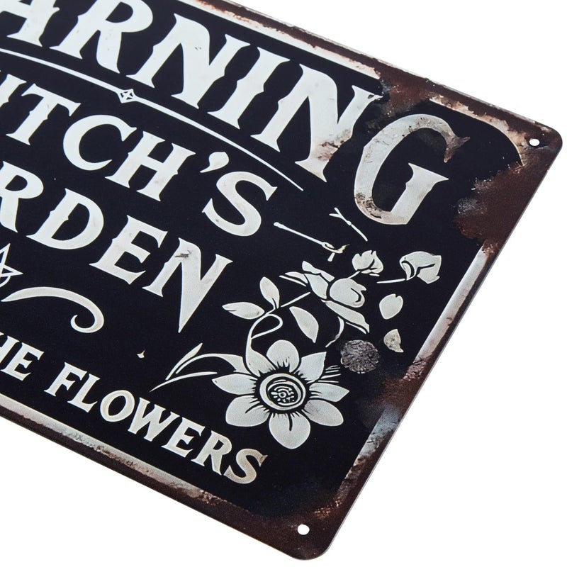ERLOOD Warning Witch's Garden Do Not Pick The Flowers Metal Tin Sign Vintage Wall Decoration Home Garden Kitchen Art Sign 8 x 12 - Image 3