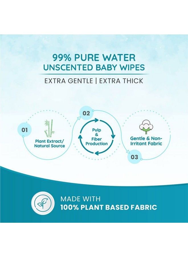Mother Sparsh 99% Pure Water Baby Wipes Pack Of 4 (40 X 4 Wipes) ; Travel Friendly Pack Made With Plant Based Fabric - Image 4