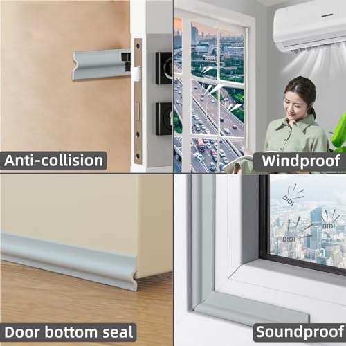 ESUFEIR 118 Inch Window Weather Stripping Door Seal Strip for Bottom and Side of Door,Self Adhesive PU Foam Weather Strip for Window and Door Insulation Soundproofing,Door Sweep for Interior Doors - Image 2