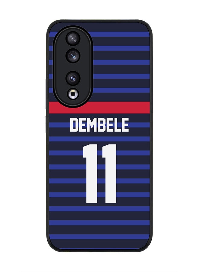Stylizedd Rugged Black edge case for Honor 90 5G, Slim fit Case Flexible Anti Drop TPU Gel Thin Cover - Football Team - France, Player Name - Dembele - Image 1