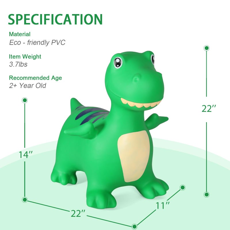 INPANY Bouncy Horse, Dinosaur Hopper Toys for 2 Year Old Boy, Toddlers Bouncing Animal, Inflatable Hopping Buddies for Kids, Ride on Rubber Bouncer, Indoor Outdoor Birthday Gifts Toy for 3 4 Yr Girl - Image 3