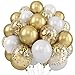 Togvu Balloons White and Gold 60 Packs 12 Inch Metallic Gold Balloons Pearl White Latex Balloon Gold Confetti Balloon for Birthday Parties Weddings Anniversaries Baby Shower Party Decorations - Image 3