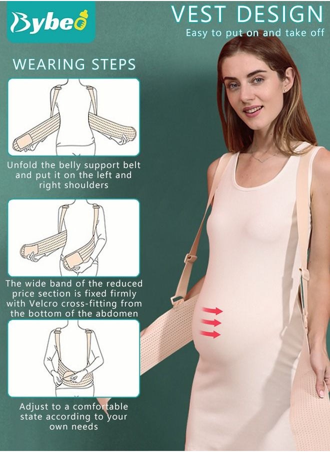 Bybeo - Pregnancy Belly Support Band Adjustable Breathable Maternity Support Belt with Shoulder Strap and Back Support - Image 1