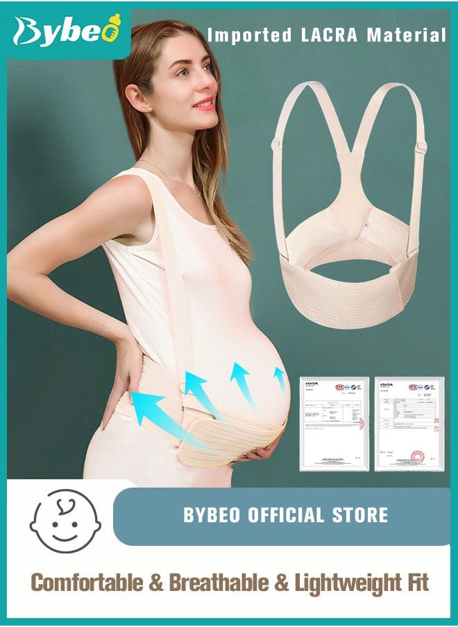 Bybeo - Pregnancy Belly Support Band Adjustable Breathable Maternity Support Belt with Shoulder Strap and Back Support - Image 1