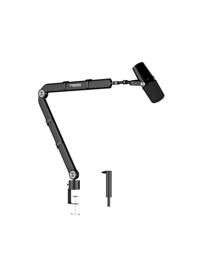 Twisted Minds TM-N201-SP Neo I Series Microphone Arm Stand, 360° Rotation, Dual Adjustable Arms (30cm+30cm), 2kg Capacity, 3/8” & 5/8” Compatible, Desk Mount with Cable Management – Black - Image 1