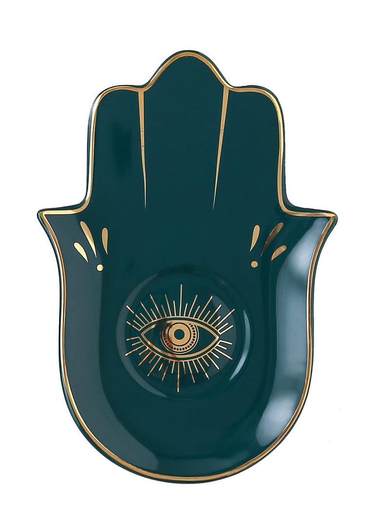 Excefore Jewelry Dish Trinket Dish Ring Dish Ceramic Hamsa Evil Eye Hand of Fatima Holder Key Trinket Plate Bowl Small Boho Home Decorative Cute Decor Jewelry Tray Dish Gift Mom Birthday - Image 1