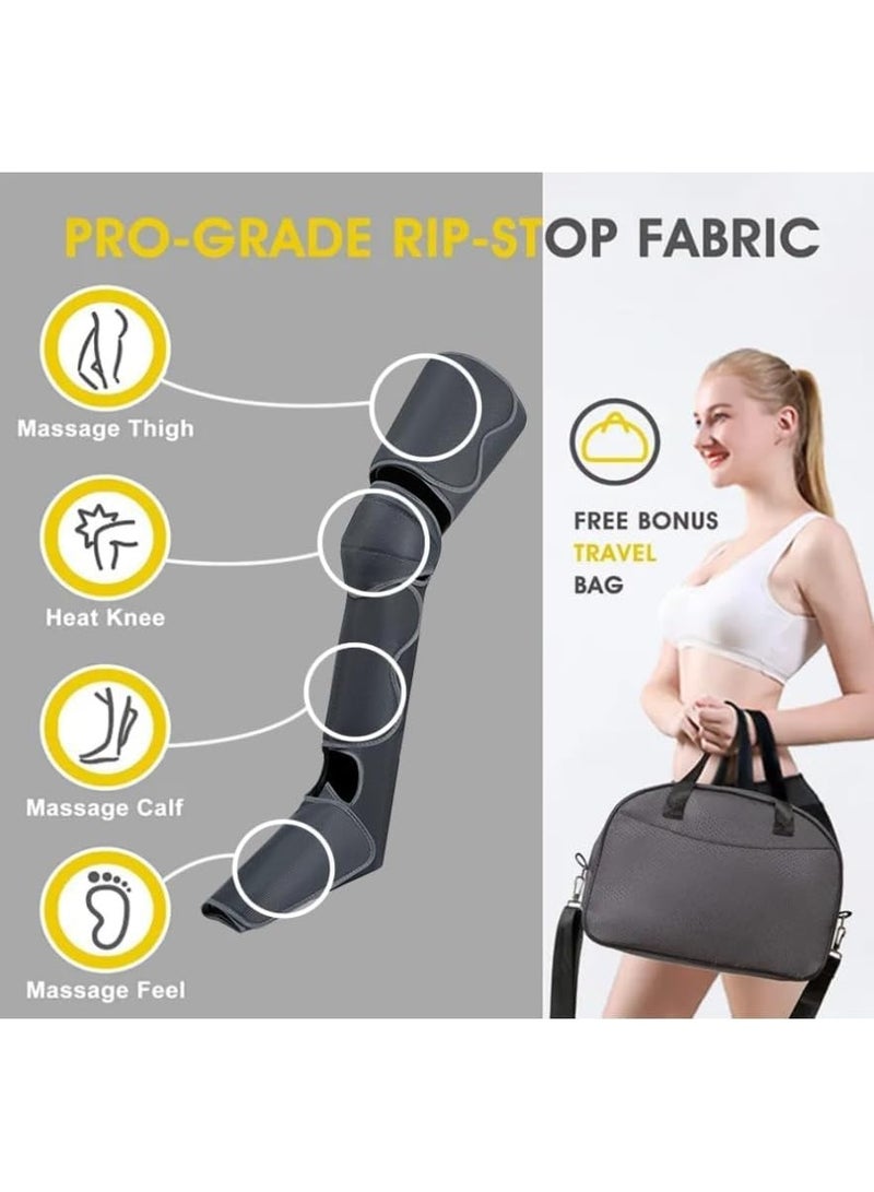 Premium Air Compression Leg Massager with Heat Therapy - Sequential Wraps Device for Calf, Thigh & Foot - 3 Heats, 3 Modes, 5 Intensities - Powerful Circulation & Relaxation - Image 2