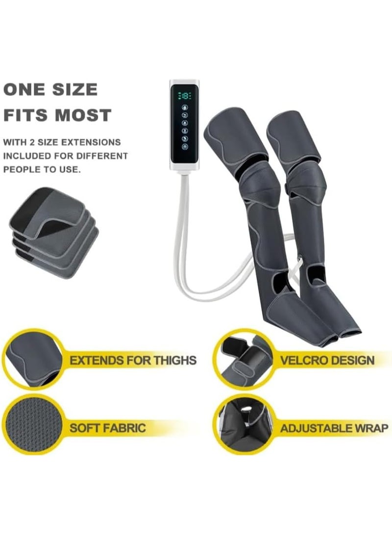 Premium Air Compression Leg Massager with Heat Therapy - Sequential Wraps Device for Calf, Thigh & Foot - 3 Heats, 3 Modes, 5 Intensities - Powerful Circulation & Relaxation - Image 3
