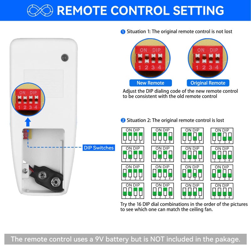 FEKOTS FAN53T Ceiling Fan Remote Control Replacement,Universal Remote for Harbor Breeze,Hampton Bay,Hunter,Honeywell,Westinghouse,Replace FAN-53T FAN-35T FAN-11T KUJCE9103 CHQ8BT7030T CHQ7030T UC7030T - Image 5
