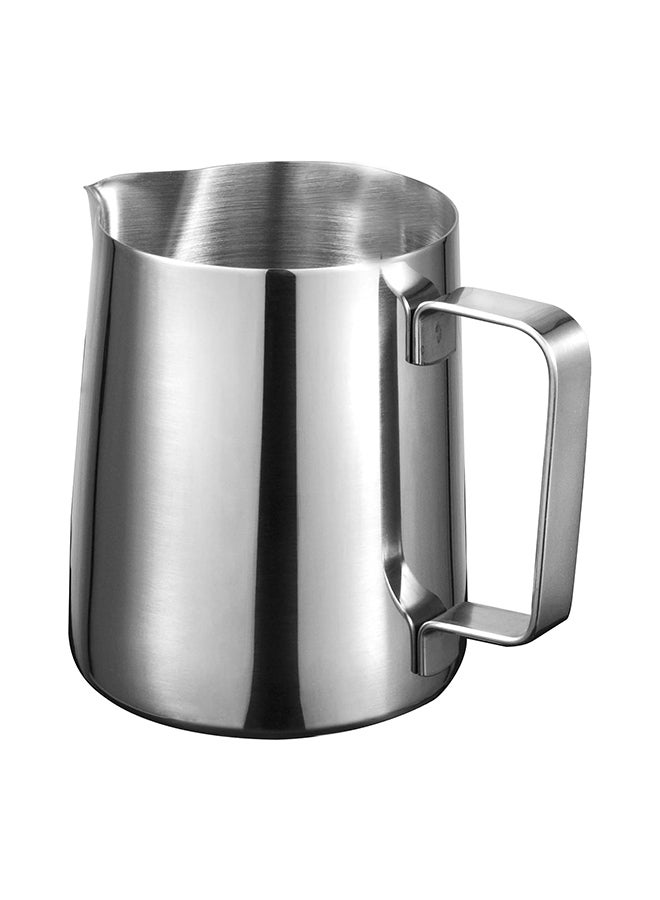 Stainless Steel 580ml Milk Frothing Pitcher Measurements on Both Sides Inside, Plus eBook & Microfiber Cloth Perfect for Espresso Machines Latte Art Silver