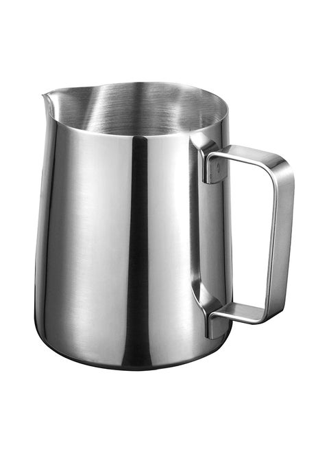 Stainless Steel 580ml Milk Frothing Pitcher Measurements on Both Sides Inside, Plus eBook & Microfiber Cloth Perfect for Espresso Machines Latte Art Silver