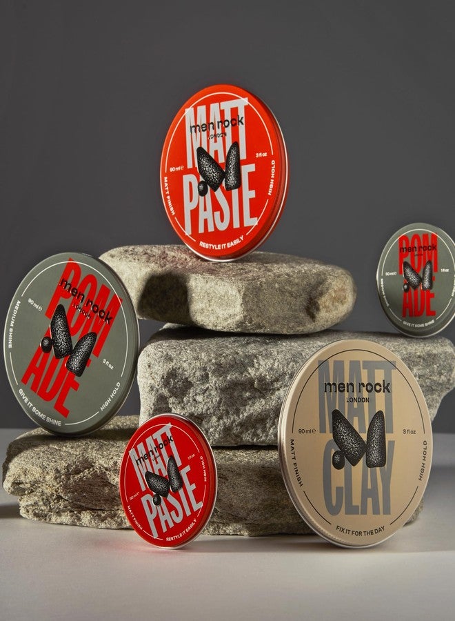 Men Rock Pomade - High Hold - Medium Shine - Hair Pomade for Men - Hair Clay for Men - Styling Clay - Styling Cream - Strong Hold Paste - 3 oz - Image 2