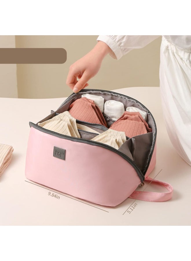 TERRIFI Travel Underwear Organizer Bag, Portable Bra and Lingerie Storage Pouch with Liner, Large Packing Cube for Underwear, Socks, Cosmetic, and More - Ideal for Travel and Home Use (Pink)  - Image 4