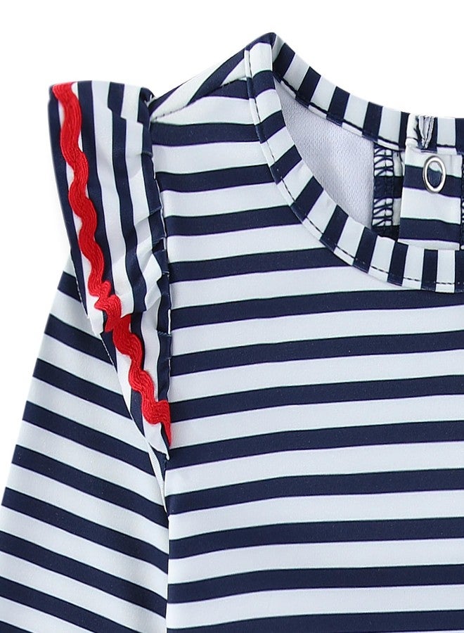 Sperry Baby Girls UPF 50+ Rash Guard One Piece Swimsuit Bathing Suit with Bucket Sun Hat 2 Piece Swimwear Set for Infant - Image 4