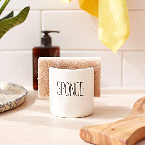 Mud Pie Kitchen Dish Sponge Holder Caddy, Off White - Image 4