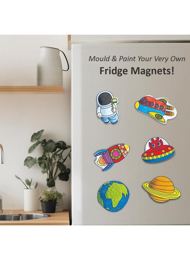 Ratna's Mould & Paint Space Themed DIY Kit | Create Adorable Plaster Fridge Magnets & Badges | Includes 6 Moulds Fun Craft Activity Toys for Kids 5+ Years - Image 5