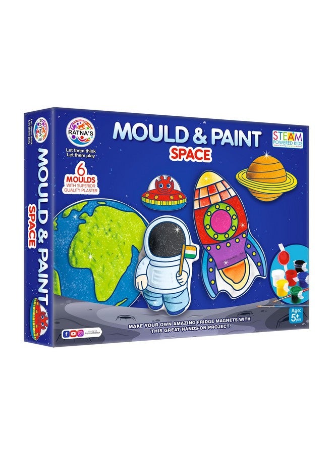 Ratna's Mould & Paint Space Themed DIY Kit | Create Adorable Plaster Fridge Magnets & Badges | Includes 6 Moulds Fun Craft Activity Toys for Kids 5+ Years - Image 1