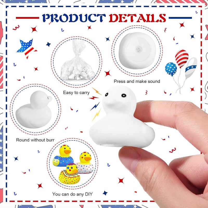 Sratte Sratte 48 Pieces DIY Rubber Ducks White Blank Rubber Bath Mini Ducks for Pool Bathtub Baby Party Favors Kids Birthday Gifts  - Image 3