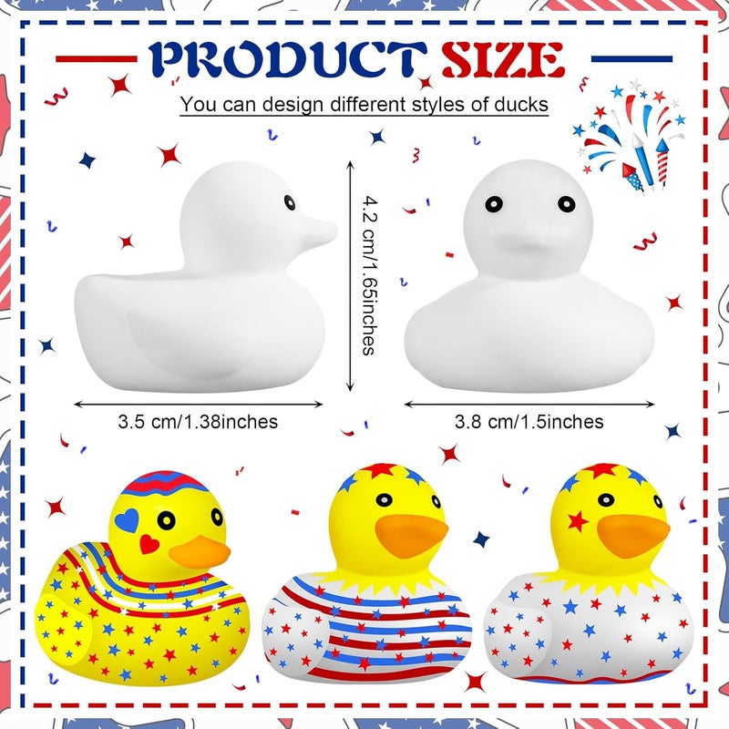 Sratte Sratte 48 Pieces DIY Rubber Ducks White Blank Rubber Bath Mini Ducks for Pool Bathtub Baby Party Favors Kids Birthday Gifts  - Image 2