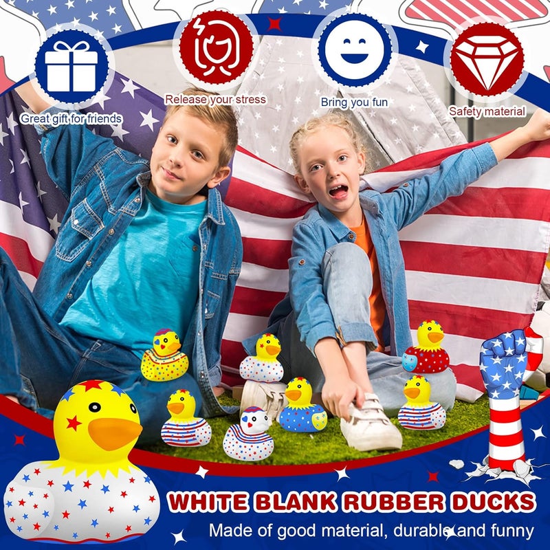 Sratte Sratte 48 Pieces DIY Rubber Ducks White Blank Rubber Bath Mini Ducks for Pool Bathtub Baby Party Favors Kids Birthday Gifts  - Image 5