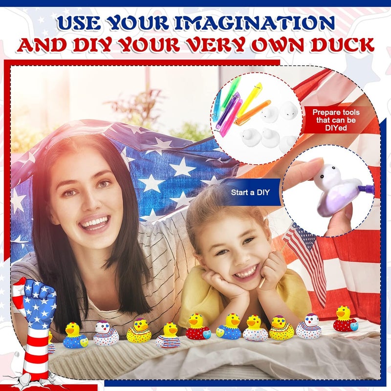 Sratte Sratte 48 Pieces DIY Rubber Ducks White Blank Rubber Bath Mini Ducks for Pool Bathtub Baby Party Favors Kids Birthday Gifts  - Image 4
