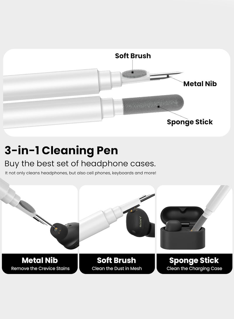 سجيت غطاء حافظة لسماعات Sony WF-1000XM6 مع مجموعة تنظيف، حافظة سيليكون ناعمة واقية مزودة بمشبك كاربينر (أسود) - Image 4