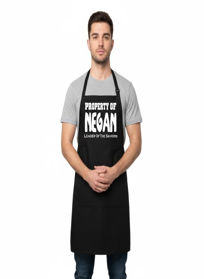 CoolAprons The Walking Dead "Negan" Cooking Apron, Adjustable Black Chef Apron With Pockets, Funny Kitchen Apron - Image 1