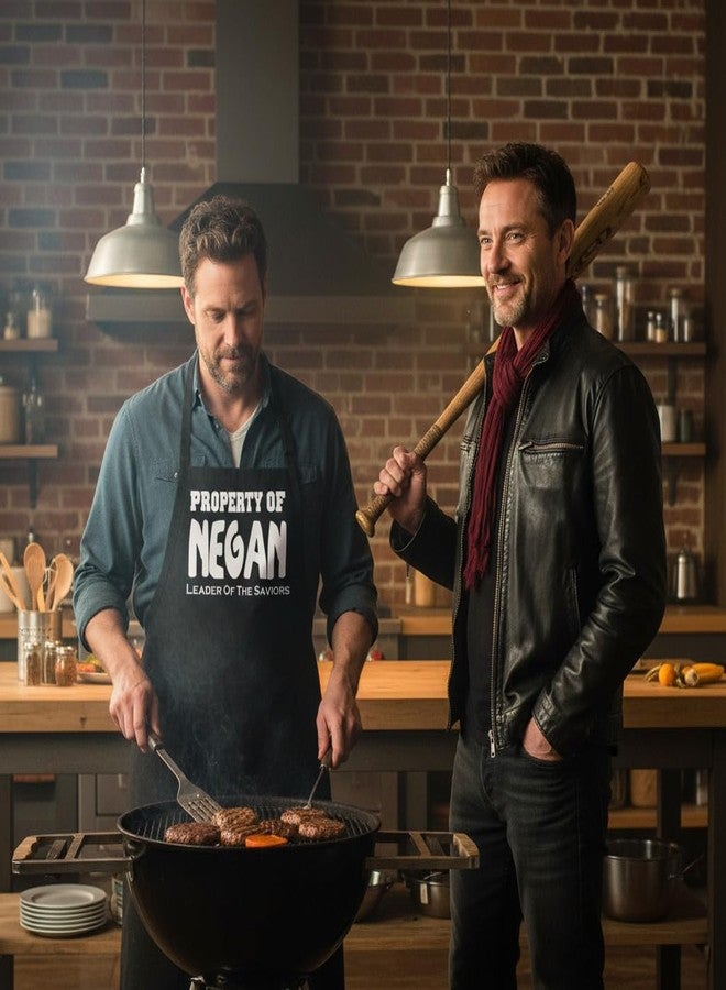 CoolAprons The Walking Dead "Negan" Cooking Apron, Adjustable Black Chef Apron With Pockets, Funny Kitchen Apron - Image 3