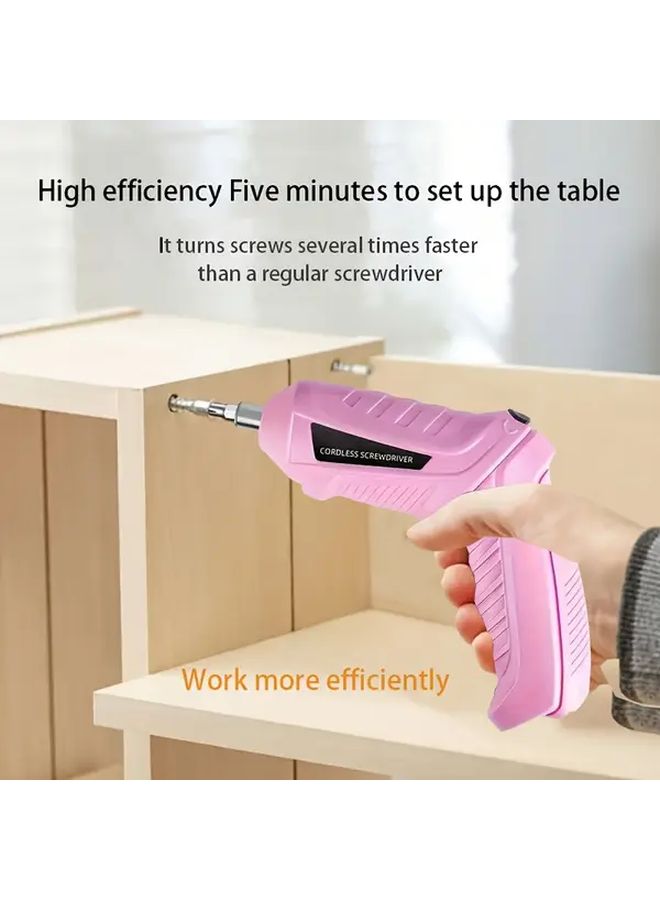 Portable Rechargeable Electric Screwdriver Handheld Screw Gun Tool With 1 Host And 2 Accessories USB Charging Adjustable Speed Torque Control ABS Resin For Quick Efficient Fastener Installation Demolition Tasks - Image 1