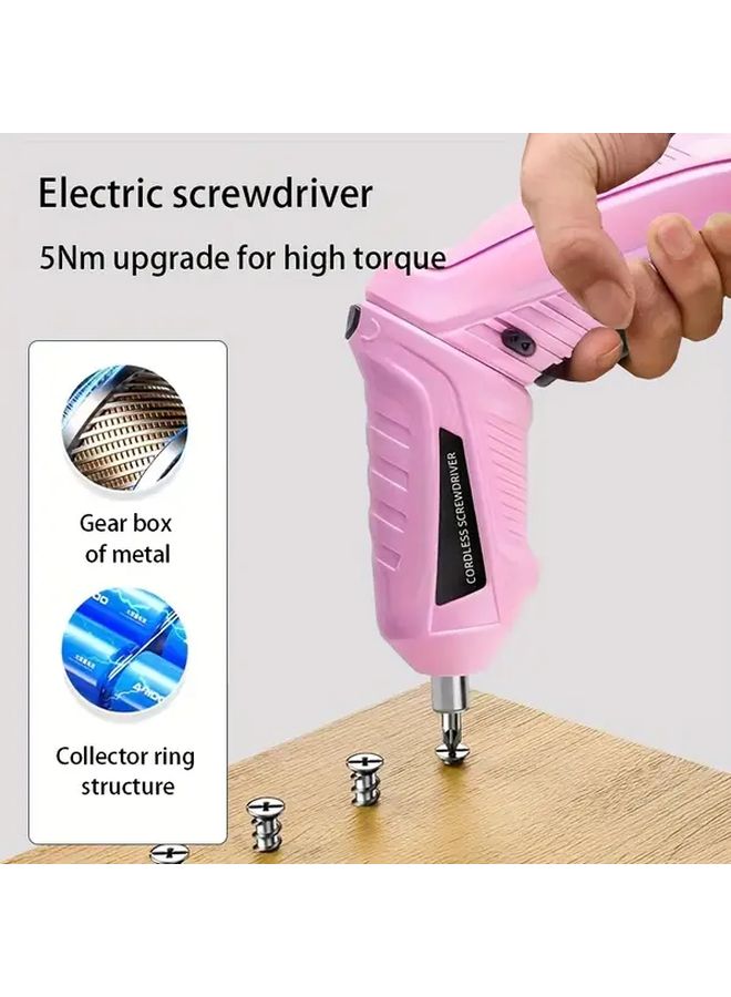 Portable Rechargeable Electric Screwdriver Handheld Screw Gun Tool With 1 Host And 2 Accessories USB Charging Adjustable Speed Torque Control ABS Resin For Quick Efficient Fastener Installation Demolition Tasks - Image 3
