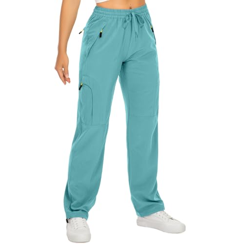Toomett Womens Hiking Pants Quick Dry UPF 50 Travel Golf Pants Lightweight Camping Work Cargo Pants Zipper Pockets6608Lake Green2XL - Image 1