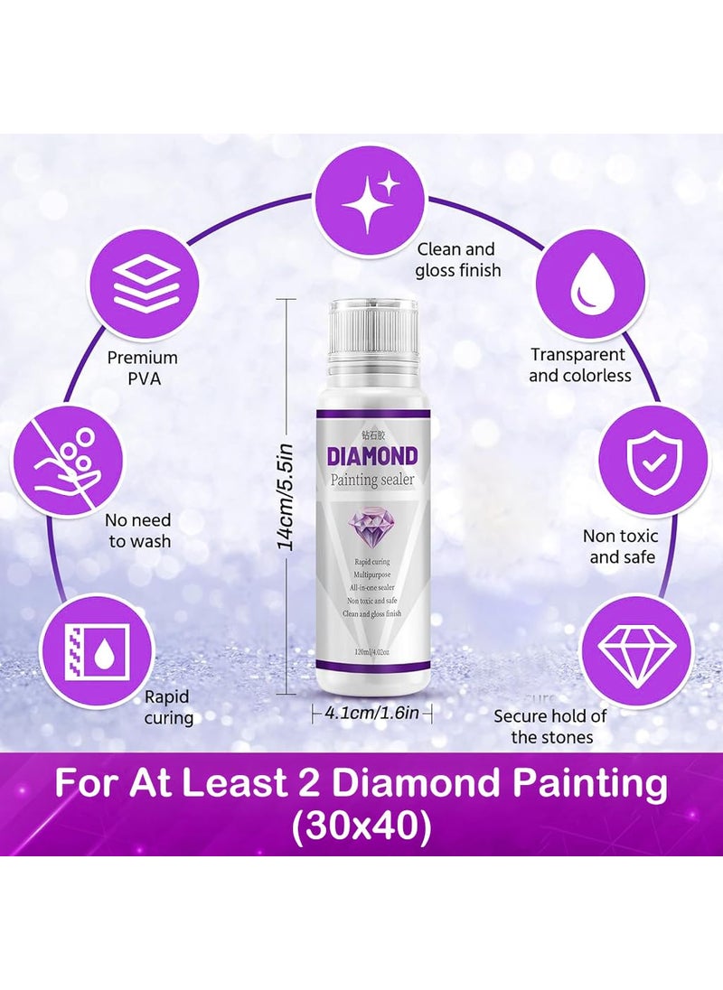 HASTHIP HASTHIP 120ML Diamond Painting Sealer 5D Diamond Art Glue Sealer Diamond Painting Glue Accessories Permanent Hold Shine Effect Sealer for Diamond Painting and Puzzle Glue  - Image 2