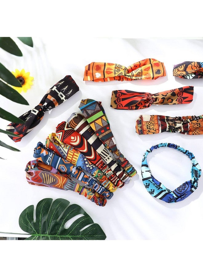 واي دريس 12 قطعة من عصابات الرأس الأفريقية بطباعة بوهو عصابة رأس بعقدة ملتوية وأربطة شعر مرنة متقاطعة عتيقة عصابة رأس للتمرين واليوجا وإكسسوارات الشعر الرياضية للنساء والفتيات - Image 4