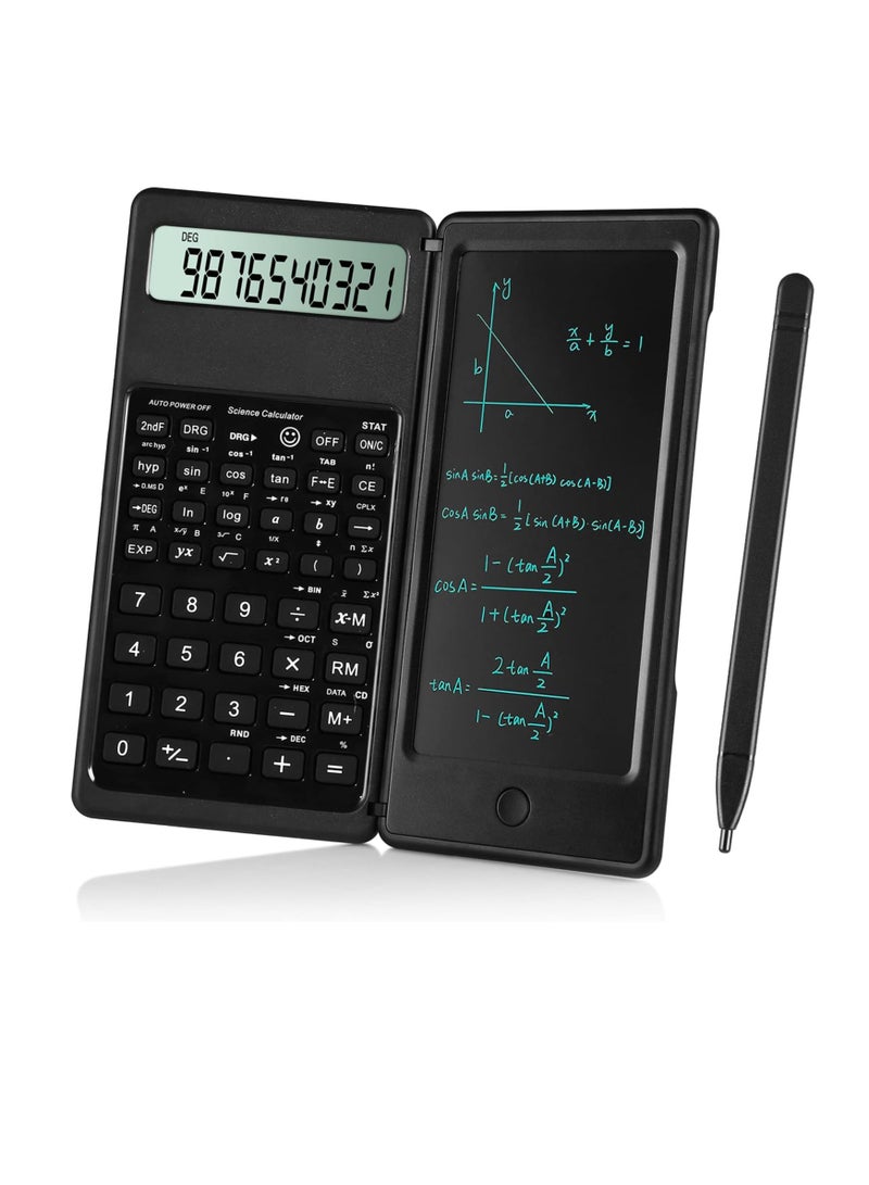 Student Scientific Calculator, 10-digit Large Screen, Mathematical Calculator with Notepad, Must-have for Middle School, High School and College (Black) - Image 1