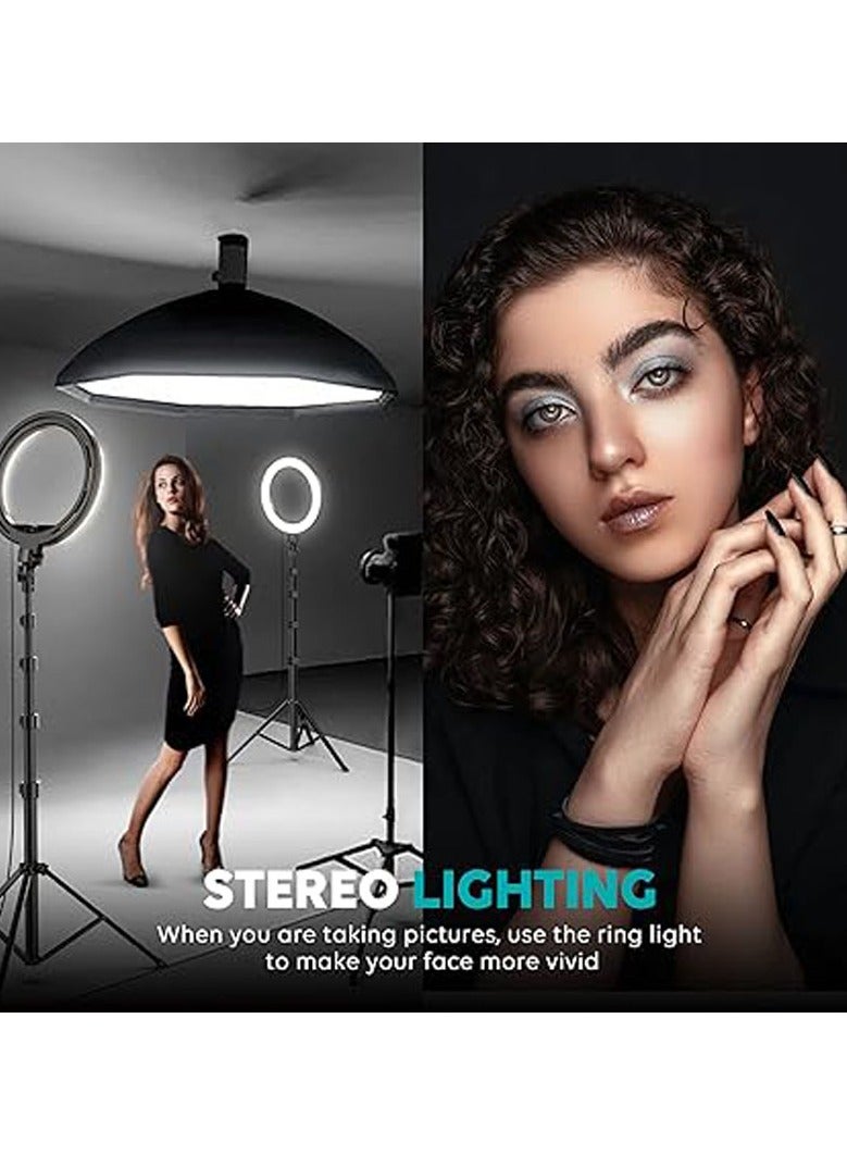 عام ضوء إطار مرايا ذاتية التقاط حجم 10 بوصة، مع حامل ثلاثي القوائم بارتفاع 72 بوصة، وحامل للهاتف، 38 وضعًا لونيًا، سهل الضبط، بدون مراحل، ضوء LED متغير السرعة، مناسب لأجهزة آيفون وأندرويد، لقنوات اليوتيوب، تجميل الوجه، وتطبيق تيك توك. - Image 3