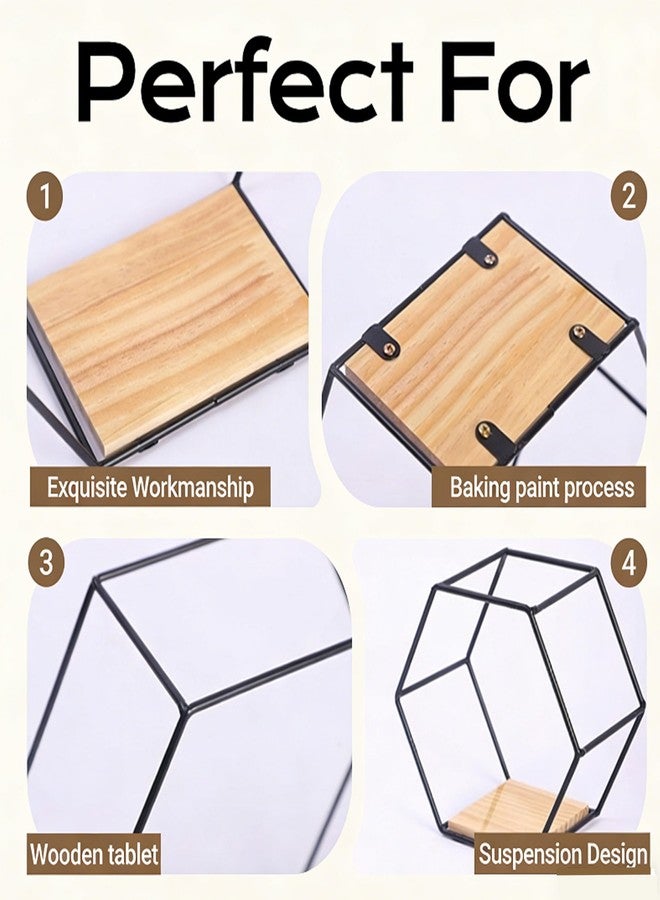 CJFNDFA Gold Floating Wall Shelves Set of 3,Metal Hexagon Shelving Geometric Wall Mounted Design for Living Room, Bedroom, Kitchen & Office Decor, Easy Install Modern Display Shelves with Golden Finish - Image 5