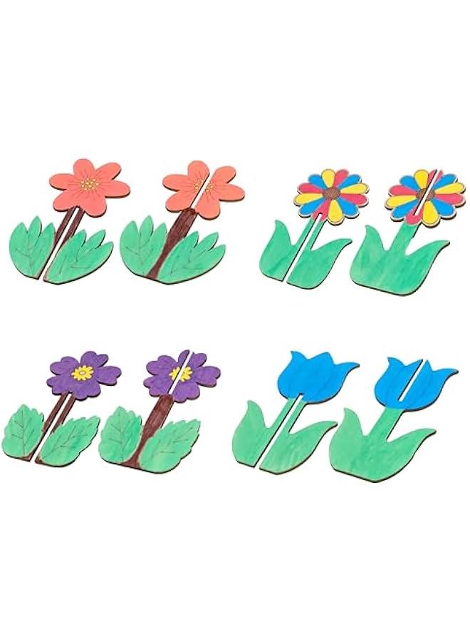 Arabest DIY 3D Flower Spring Wood Crafts to Paint, Spring Unfinished Wooden Slices for Craft, Flowers Ornaments for Painting Decorations (32 PCS) - Image 3