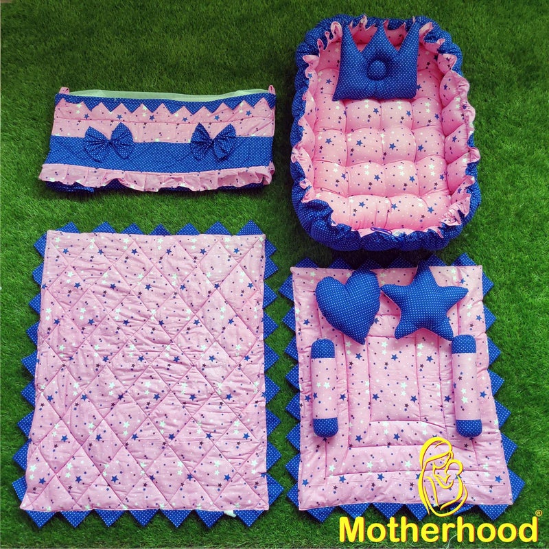 MOTHERHOOD MOTHERHOOD 1 Rectangle Baby Tub Bed with 1 Baby Cradle Hammock 1 Large Baby Blanket 1 Baby Mattress and 5 pc Baby Pillow Luxury Baby Mattress Bed Sleeper Bedding Set coSleeper Pink D - Image 2