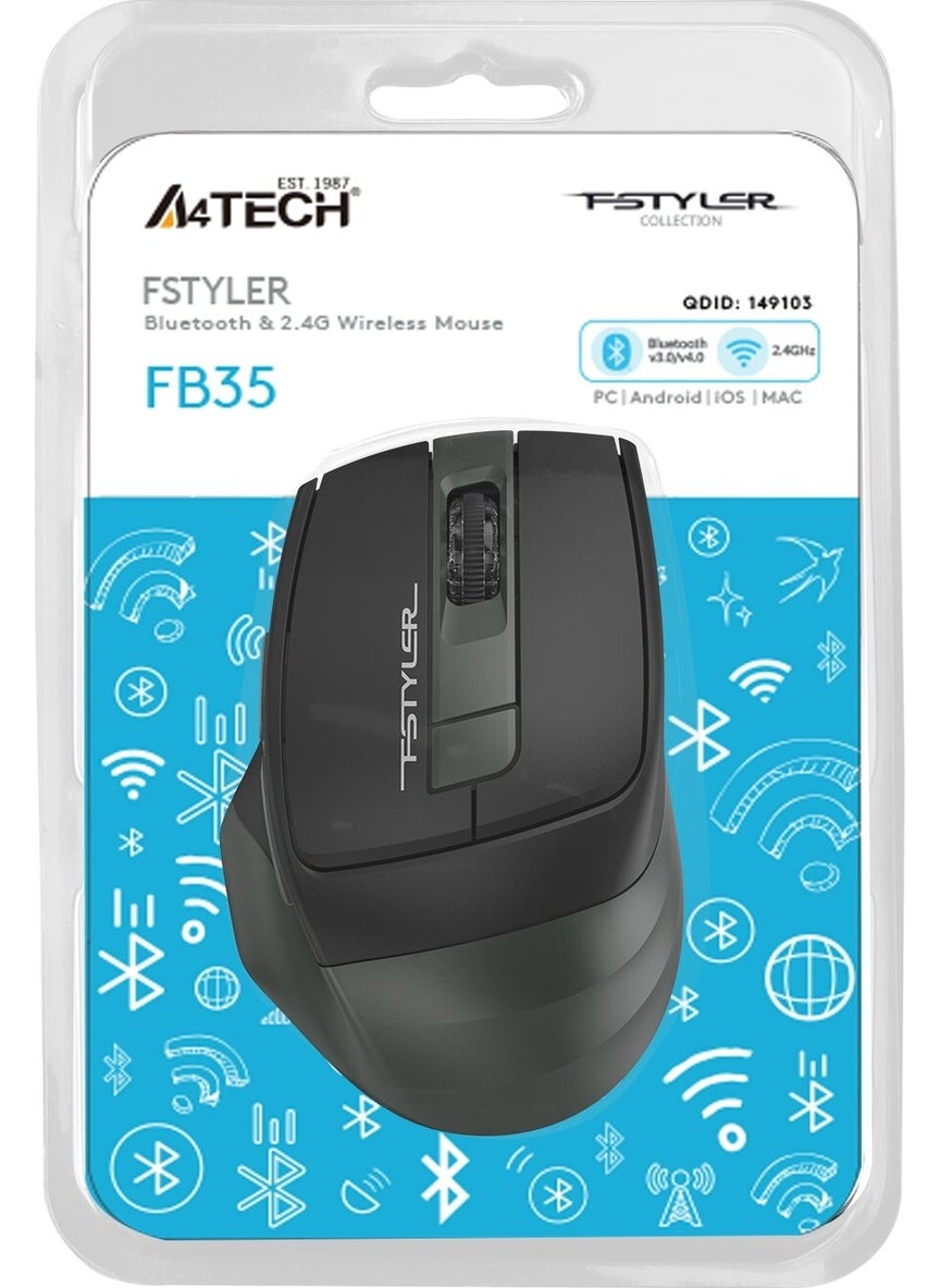 A4TECH A4 Tech FB35 Green Bluetooth+2.4g Nano Wireless Optical 2000 Dpi Mouse  - Image 2
