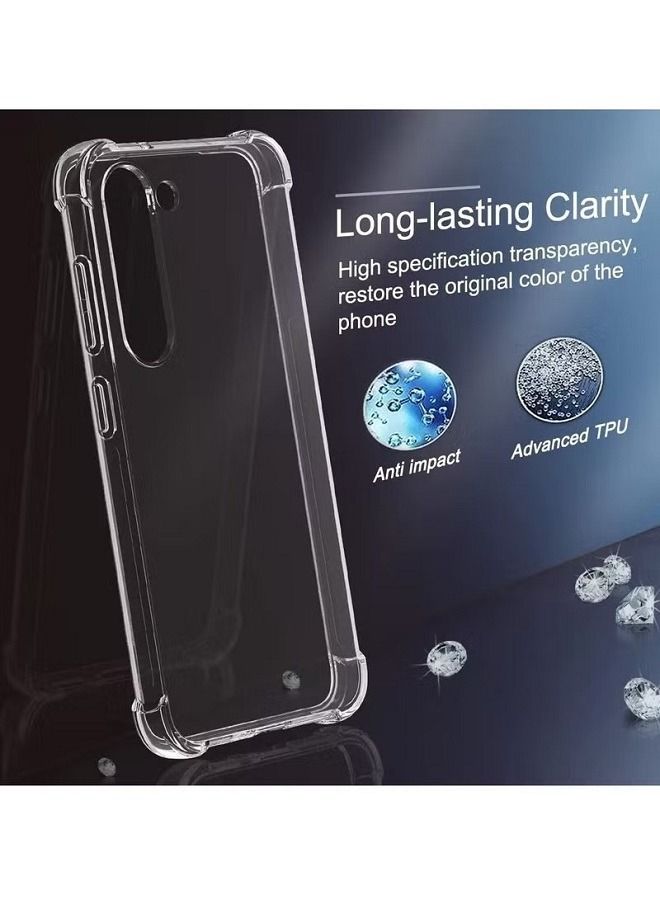 إيف Samsung Galaxy S23 Clear Cover Case Soft TPU المطاط الشفافة السيليكون الظهر الظهر الواقي من الصدمة الزاوية المعززة - Image 4