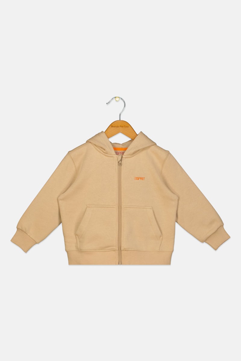 ESPRIT Kids Boy Embroidered Logo Hoodie, Light Tan  - Image 1