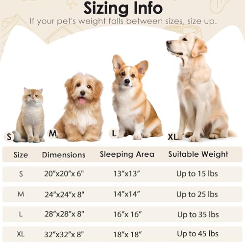 Hoewina Dogs Bed for Small Dogs AntiAnxiety Washable Round Bed Camel 240 L x 240 W x 80 Th - Image 3