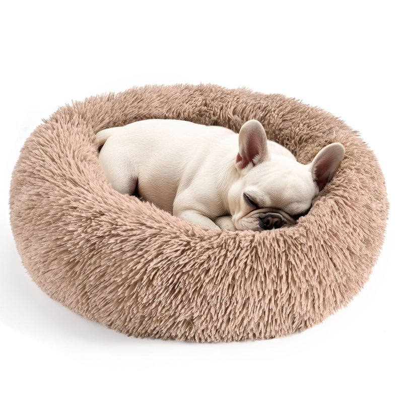 Hoewina Dogs Bed for Small Dogs AntiAnxiety Washable Round Bed Camel 240 L x 240 W x 80 Th - Image 2