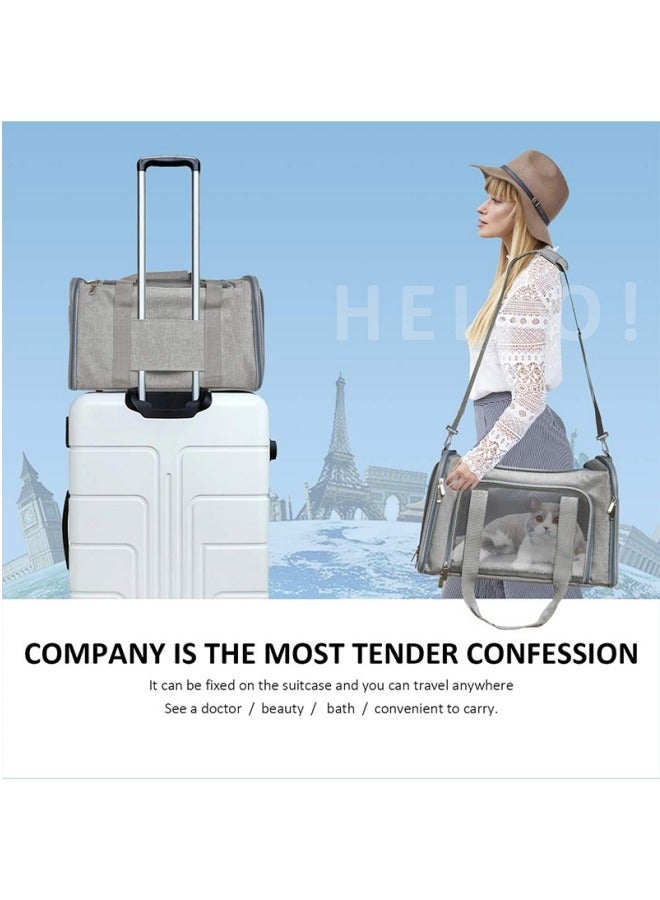 general Cat, Dog Carrier for Small Medium Cats Puppies up to 15 Lbs, TSA Airline Approved Carrier Soft Sided, Collapsible Travel Puppy Carrier - Grey - Image 3